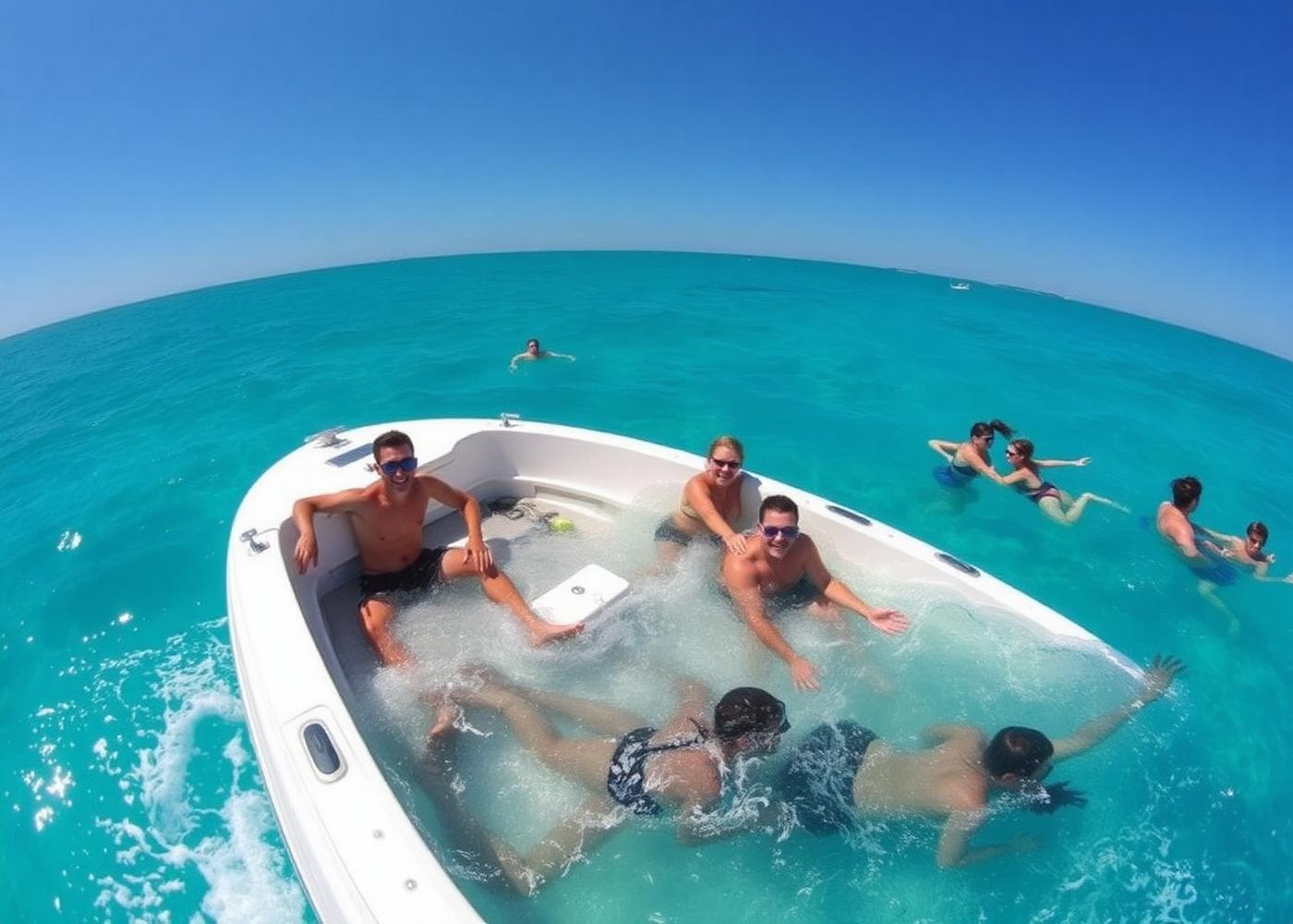 Guests swimming from the boat
